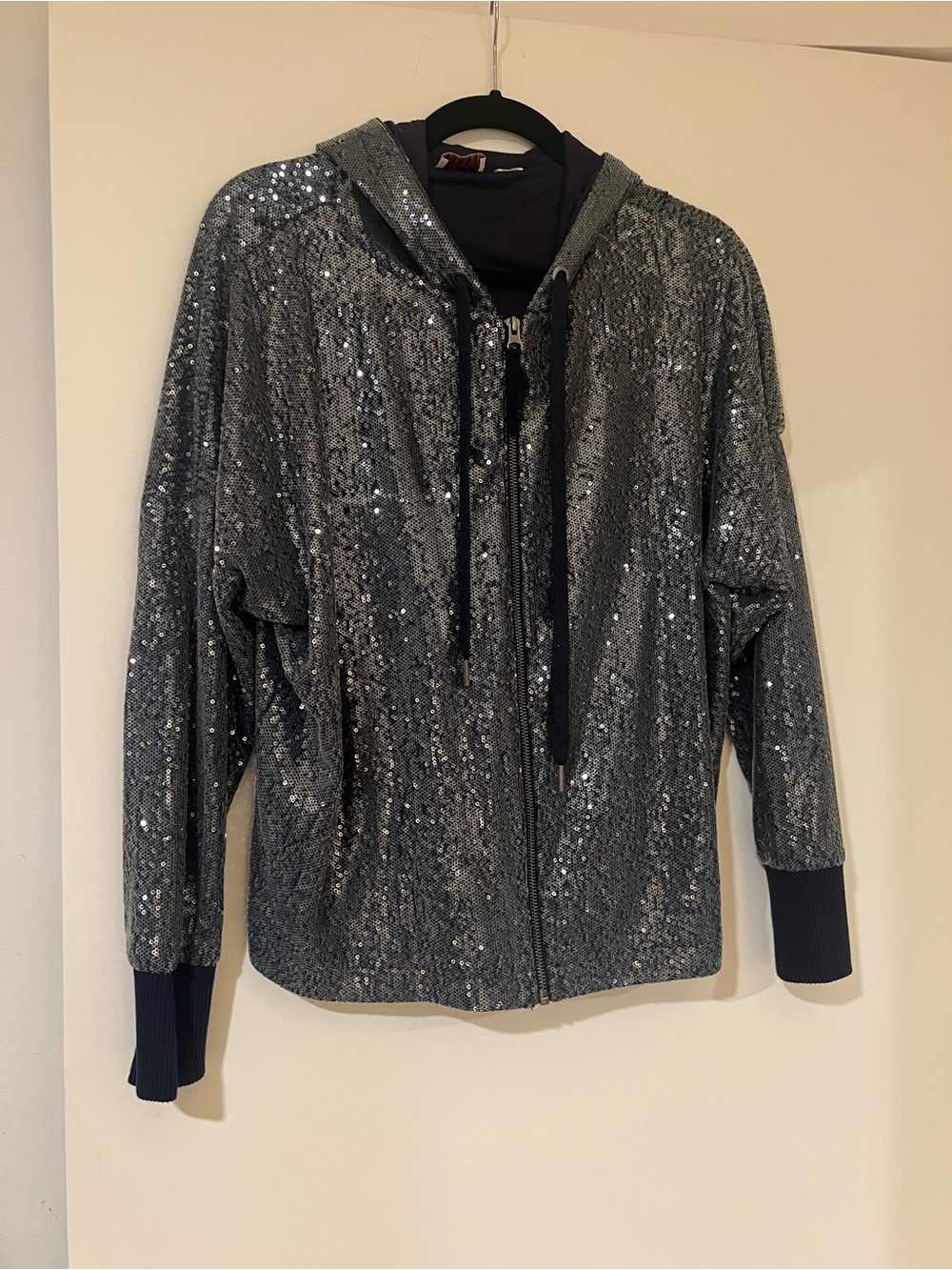 Women’s Sequin Zip Hoodie Jacket - Silver